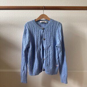 Vineyard Vines Spring Blue Cable knit Cardigan Cotton Cashmere Blend size M